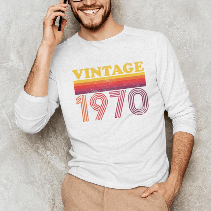 Vintage 1970 Retro Style 70's Born Nostalgia Vibes Birthday Premium Tri-Blend Unisex Long Sleeve T-Shirt