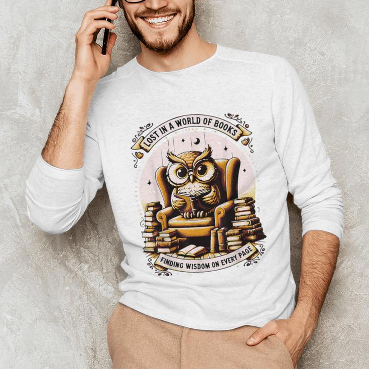 Wise Owl Reading Books Unisex Long Sleeve T-Shirt
