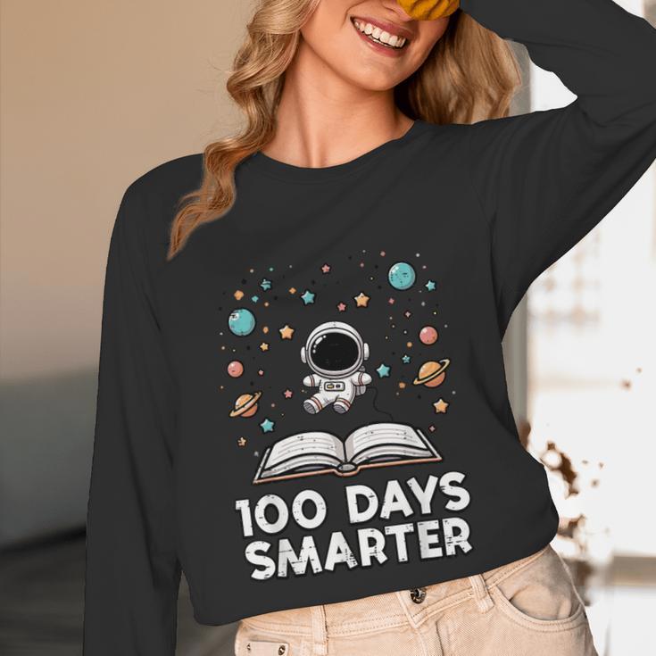 100 Days Smarter Astronaut Book 100th Day Girls Kids Women Unisex Long Sleeve T-Shirt