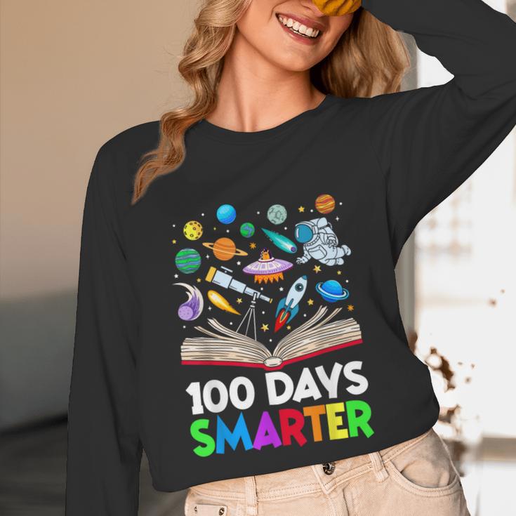 100th Day Of School Astronaut Books Space 100 Days Smarter Unisex Long Sleeve T-Shirt