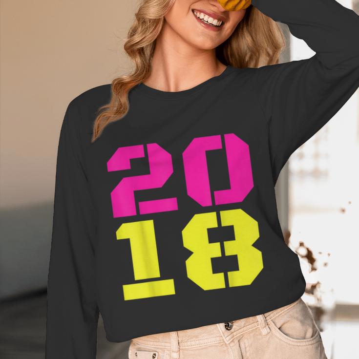 2018 Big Neon Numbers For The New Year Or Graduation Unisex Long Sleeve T-Shirt