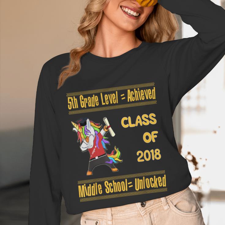 5th Grade Graduation Shirt Dabbing Unicorn Boys Class 2018 Unisex Long Sleeve T-Shirt