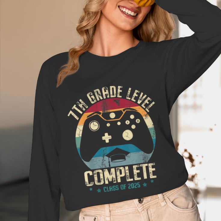 7th Grade Level Complete Gamer Class Of 2025 Graduation Boy Unisex Long Sleeve T-Shirt