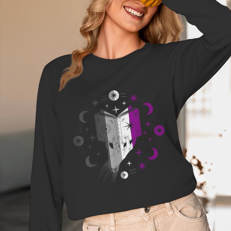 Ace Pride Book With Stars Moons And Magic Hand Unisex Long Sleeve T-Shirt Ace Pride Book With Stars Moons And Magic Hand Unisex Long Sleeve T-Shirt