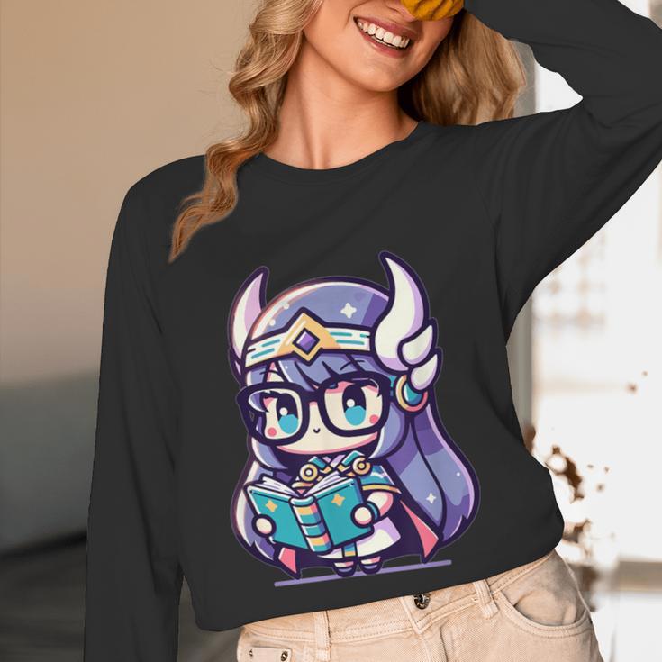 Adorable Book Lover Valkyrie With Reading Glasses Cute Unisex Long Sleeve T-Shirt