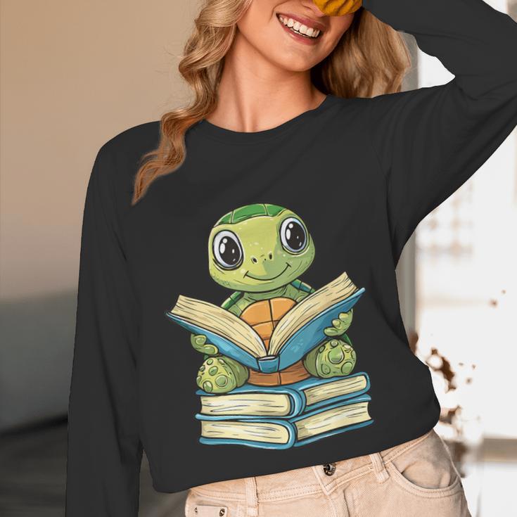 Adorable Turtle Reading Books Unisex Long Sleeve T-Shirt