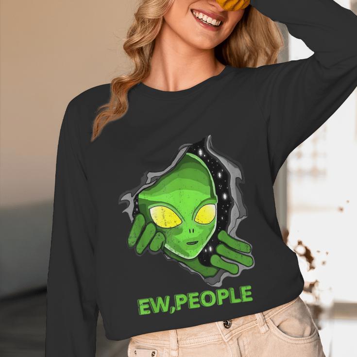 Alien Face Ew People UFO Introvert Meme Men Women Kids Unisex Long Sleeve T-Shirt
