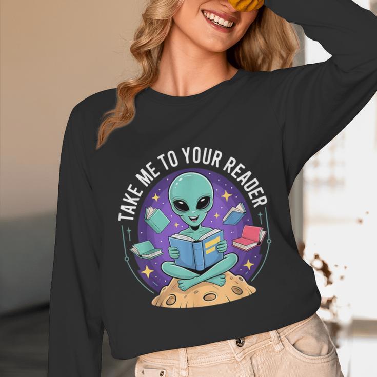 Alien Reader Reading Teacher Librarian Book Lover Unisex Long Sleeve T-Shirt Alien Reader Reading Teacher Librarian Book Lover Unisex Long Sleeve T-Shirt