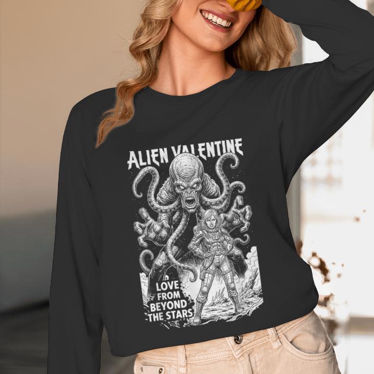 Alien Valentine Science Fiction Vintage Comic Book Unisex Long Sleeve T-Shirt