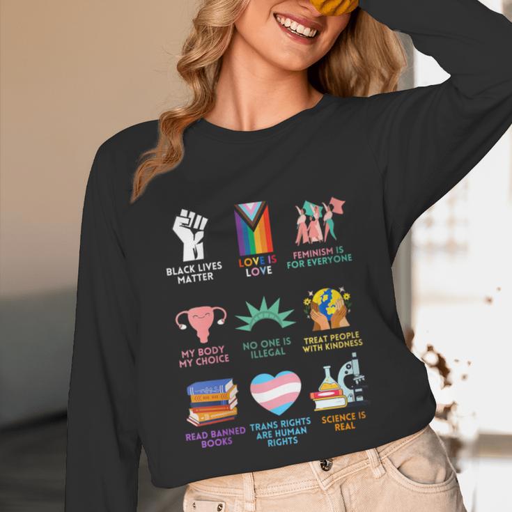 Ally Anti Trump Liberal BLM Love Is Love Banned Books Icons Unisex Long Sleeve T-Shirt