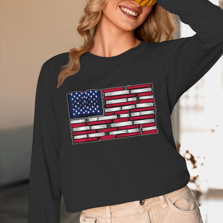 America US Flag Books Library Reading For Book Lover Reader Unisex Long Sleeve T-Shirt America US Flag Books Library Reading For Book Lover Reader Unisex Long Sleeve T-Shirt