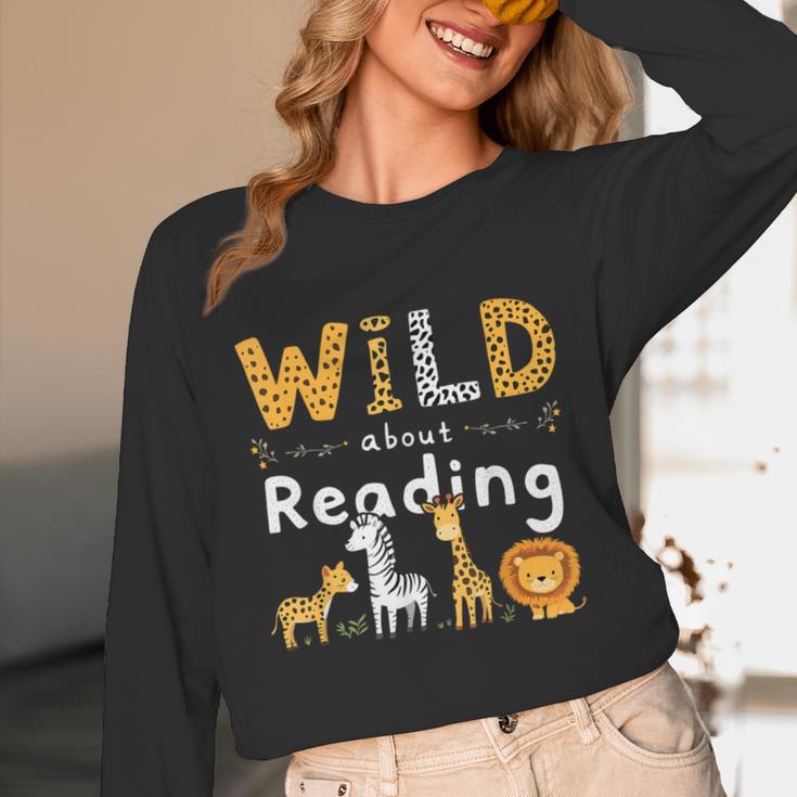 Animal Print Read A Book Character Kids Wild About Reading Unisex Long Sleeve T-Shirt Animal Print Read A Book Character Kids Wild About Reading Unisex Long Sleeve T-Shirt