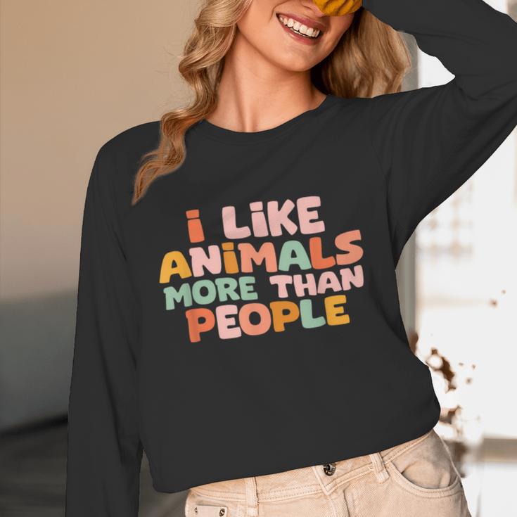 I Like Animals More Than People Sarcastic Introvert Unisex Long Sleeve T-Shirt
