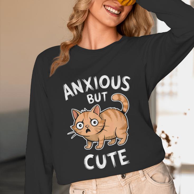 Anxious But Cute Anxiety Meme Cat Lover Introvert For Men Women Unisex Long Sleeve T-Shirt Anxious But Cute Anxiety Meme Cat Lover Introvert For Men Women Unisex Long Sleeve T-Shirt