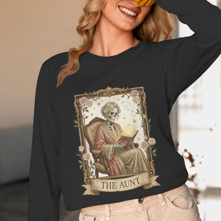 The Aunt Tarot Card Women Skeleton Aunty Book Lover Unisex Long Sleeve T-Shirt