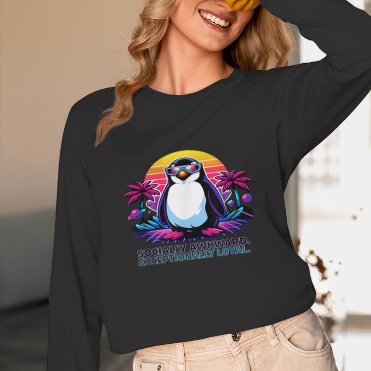 Awkward But Loyal Penguin Synthwave Vapowave Introvert Unisex Long Sleeve T-Shirt Awkward But Loyal Penguin Synthwave Vapowave Introvert Unisex Long Sleeve T-Shirt