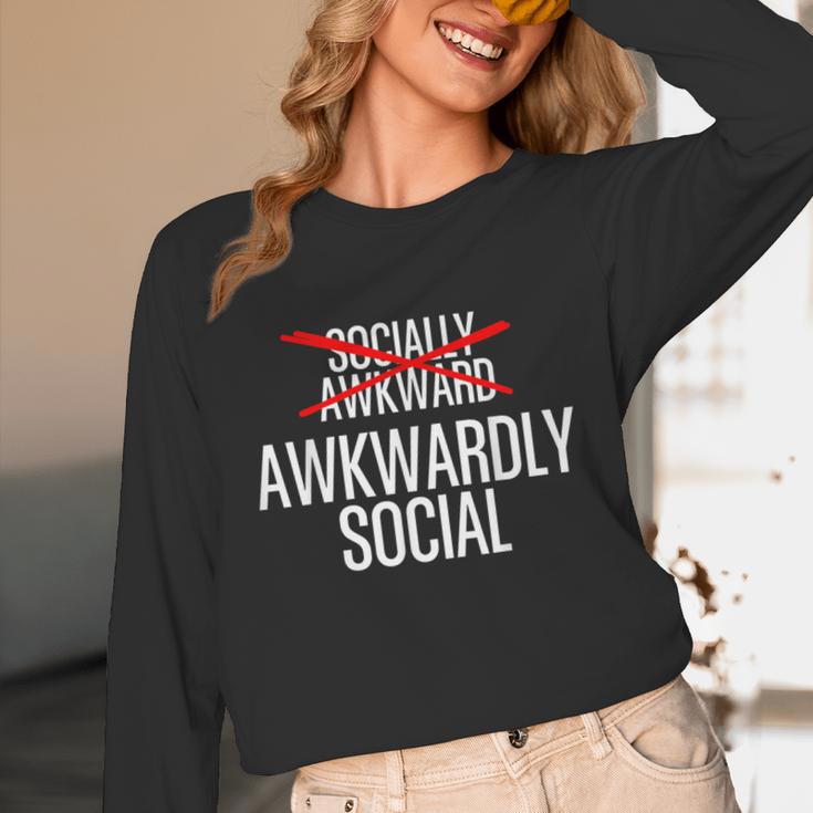 Awkwardly Social Socially Awkward Anxious Introverts Unisex Long Sleeve T-Shirt Awkwardly Social Socially Awkward Anxious Introverts Unisex Long Sleeve T-Shirt