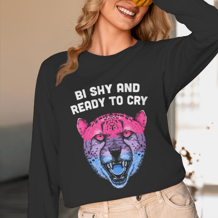 Bi Shy And Ready To Cry Bisexual Introvert Bi Pride Unisex Long Sleeve T-Shirt