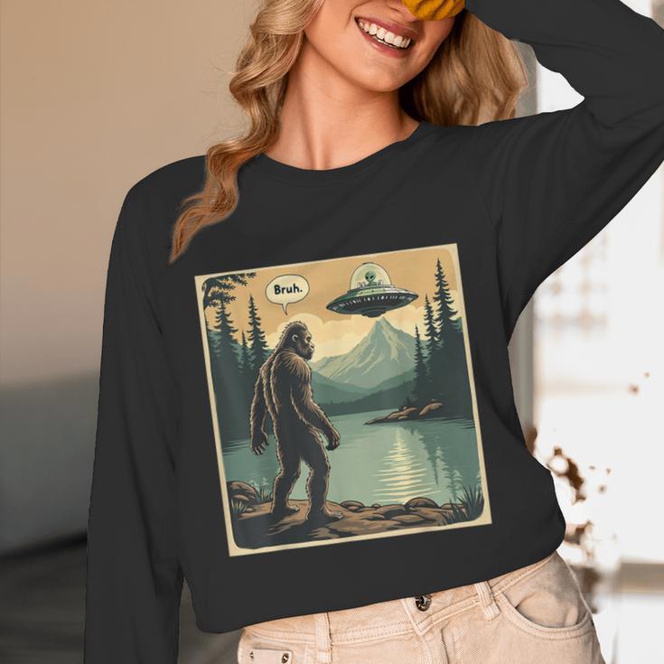 Bigfoot Sasquatch Alien Spaceship UFO Introvert Bruh Unisex Long Sleeve T-Shirt Bigfoot Sasquatch Alien Spaceship UFO Introvert Bruh Unisex Long Sleeve T-Shirt