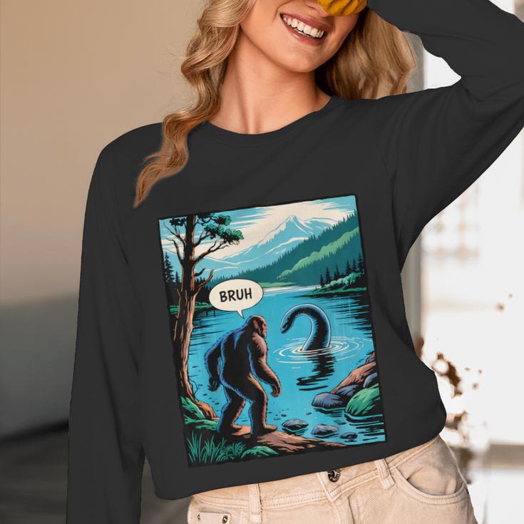 Bigfoot Sasquatch Loch Ness Monster Introvert Bruh Unisex Long Sleeve T-Shirt
