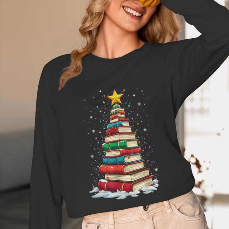 Book Christmas Tree Book Lover Teacher Librarian Unisex Long Sleeve T-Shirt