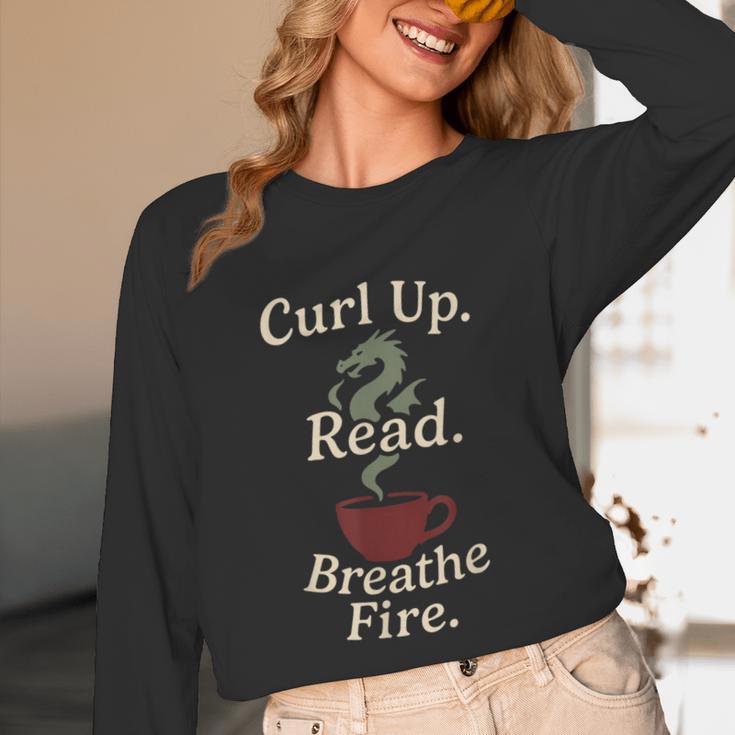 Book Dragon Fantasy Reader Cozy Reading Book Lover Dragon Unisex Long Sleeve T-Shirt