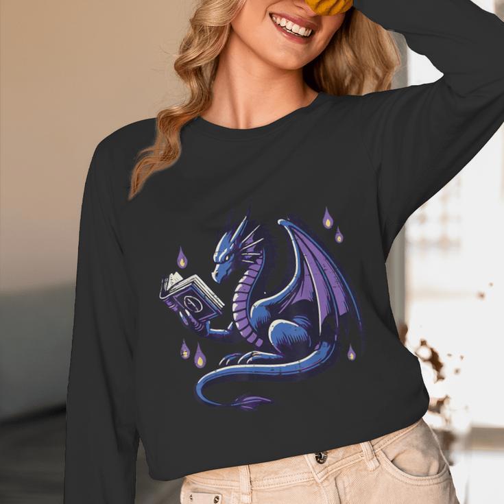Book Lover Dragon Reading Cool Fantasy Women Girls Kids Men Unisex Long Sleeve T-Shirt