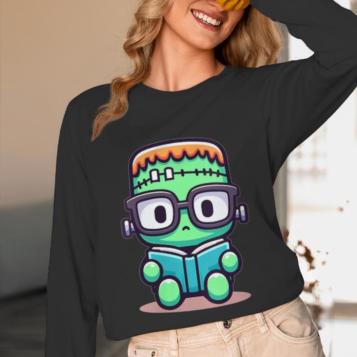 Book Lover Frankenstein's Monster With Reading Glasses Unisex Long Sleeve T-Shirt
