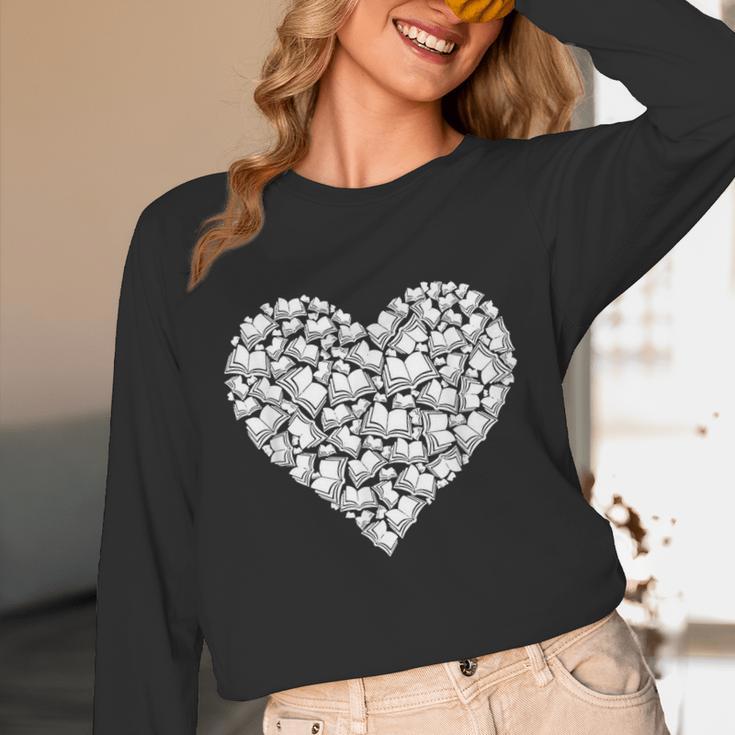 Book Lover Heart Shape Reading Librarian Library Teacher Unisex Long Sleeve T-Shirt