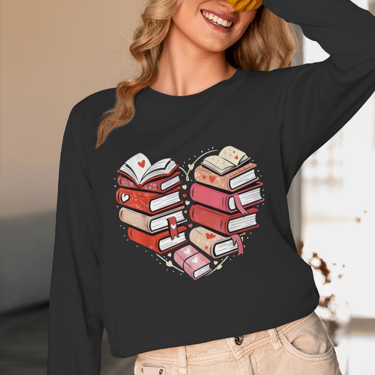 Book Lover Heart Shape Reading Librarian Valentine Men Women Unisex Long Sleeve T-Shirt