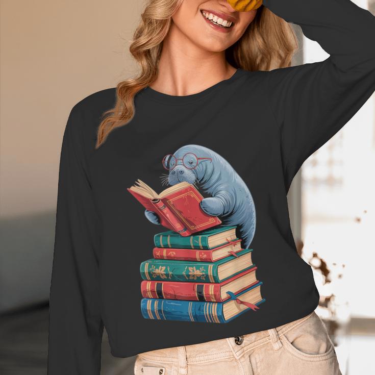 Book Reading Book Reader Manatees Sea Animal Sea Cow Manatee Unisex Long Sleeve T-Shirt