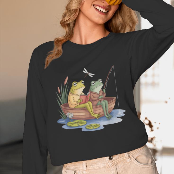 Book Shirt Frog Toad Fishing Vintage Book Frog Unisex Long Sleeve T-Shirt