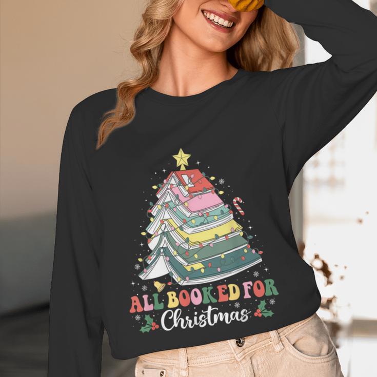 All Booked For Christmas Book Tree Lights Christmas Library Unisex Long Sleeve T-Shirt