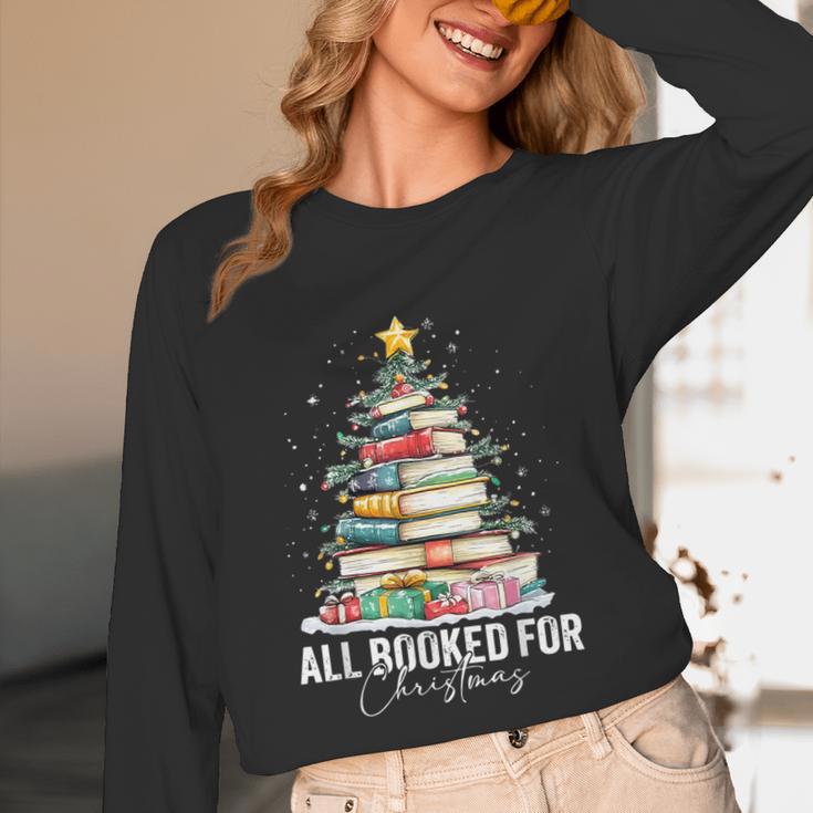 All Booked For Christmas Coquette Books Teacher Xmas Tree Unisex Long Sleeve T-Shirt