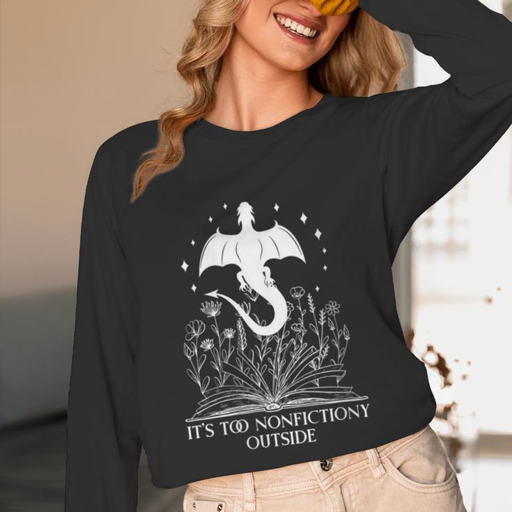 Bookish Dragon Book Club Reading Its Too Nonfictiony Outside Unisex Long Sleeve T-Shirt