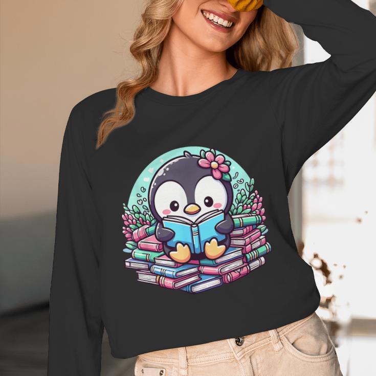 Bookish Penguin Heart A Readers Love Penguins Unisex Long Sleeve T-Shirt