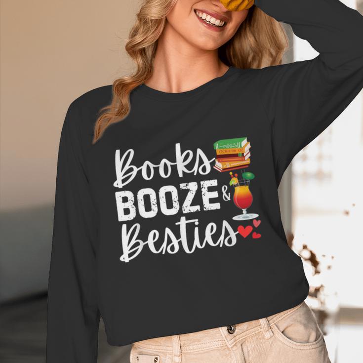 Books Booze And Besties Book Lover Bestie Squad Twinning Unisex Long Sleeve T-Shirt