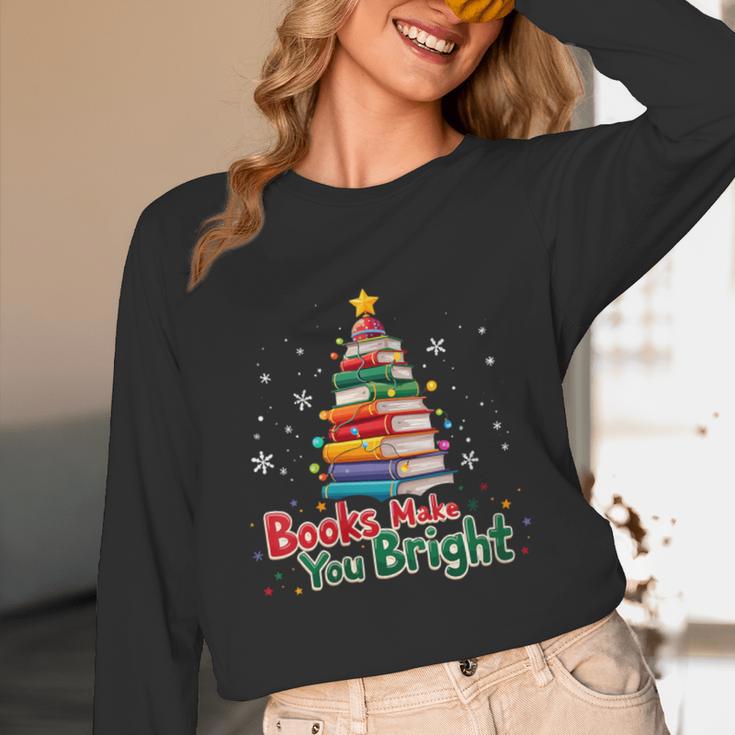 Books Make You Bright Christmas Librarian Book Lover Unisex Long Sleeve T-Shirt