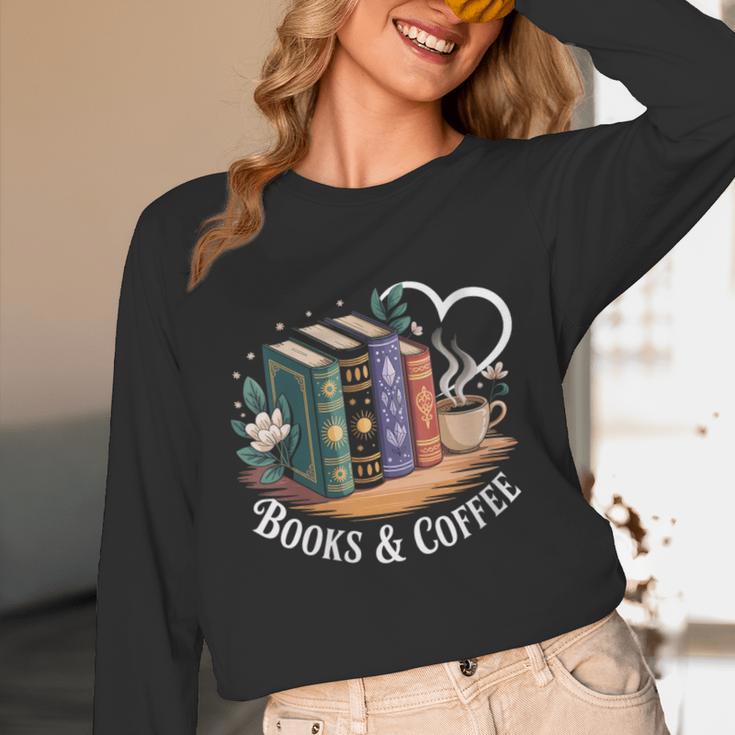 Books And Coffee Book Lover Bookish Green Book Theme Reading Unisex Long Sleeve T-Shirt
