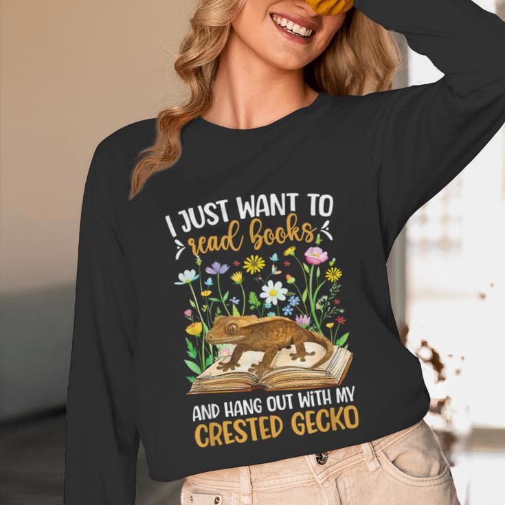 Books And Crested Gecko Owner Crestie Lover Unisex Long Sleeve T-Shirt