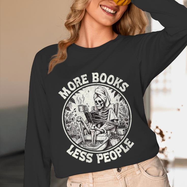 More Books Less People Introvert Skeleton Reading Unisex Long Sleeve T-Shirt