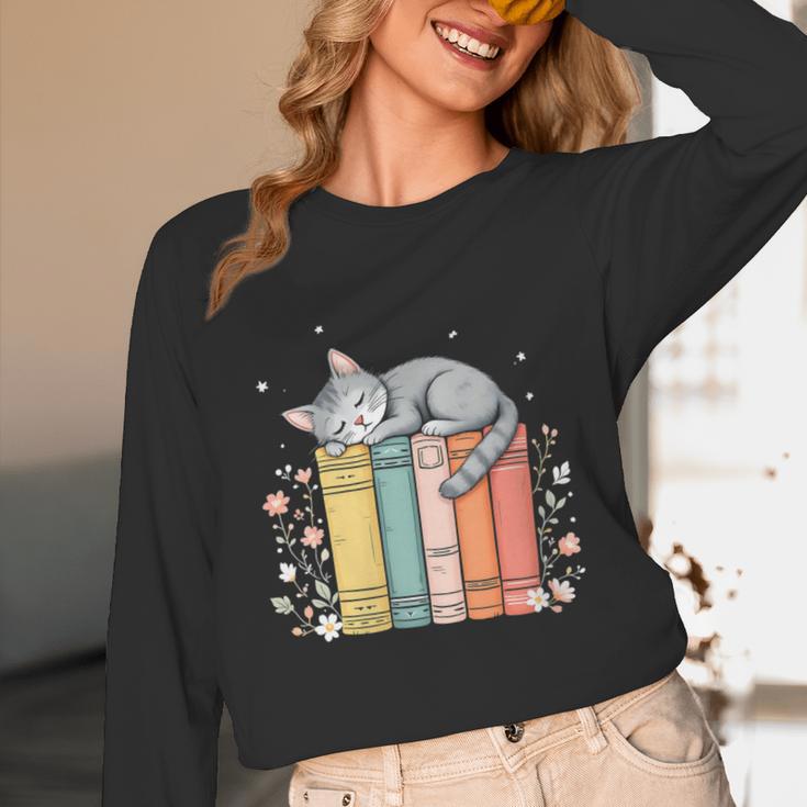 Books Lover Cute Sleepy Cat Relax Reading Vibe Unisex Long Sleeve T-Shirt Books Lover Cute Sleepy Cat Relax Reading Vibe Unisex Long Sleeve T-Shirt