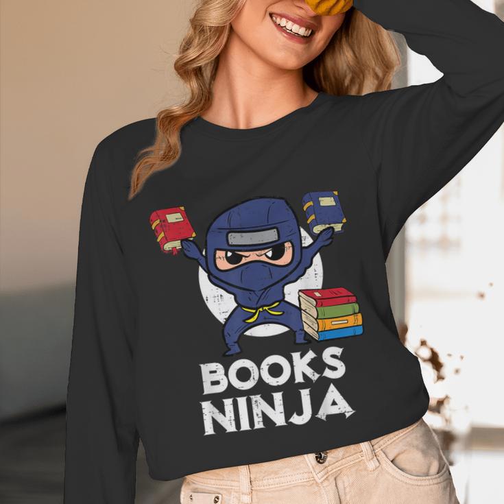 Books Ninja Read Reading Librarian Book Toddler Boys Kids Unisex Long Sleeve T-Shirt