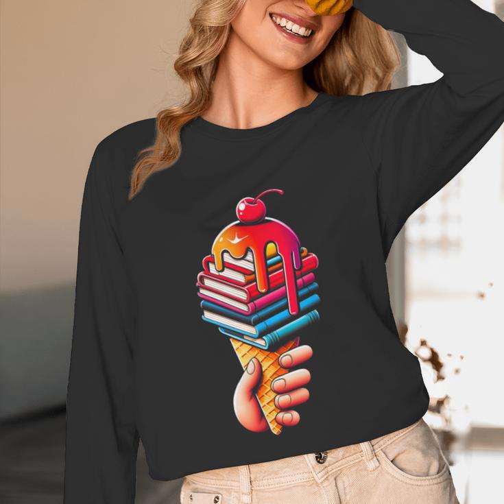 Books Reading Ice Cream Unisex Long Sleeve T-Shirt Books Reading Ice Cream Unisex Long Sleeve T-Shirt