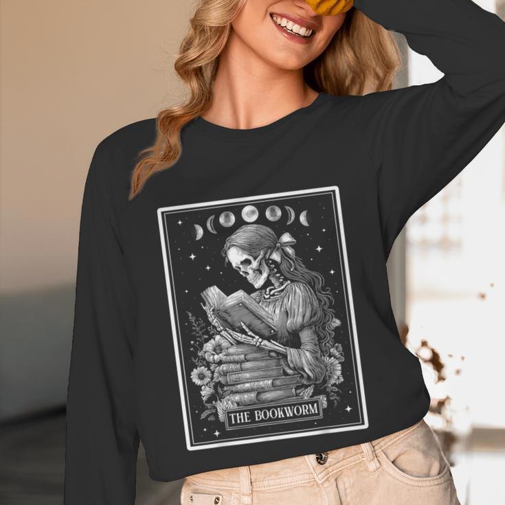 The Bookworm Book Reader Reading Tarot Card Witchy Moon Unisex Long Sleeve T-Shirt