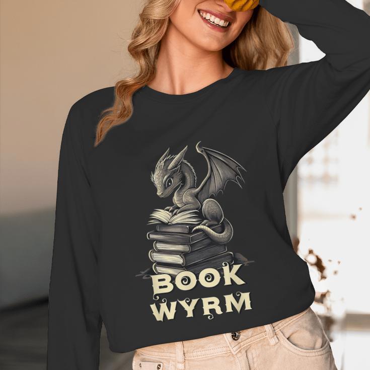 Bookwyrm Dragon Fantasy Bookish Fairytale Book Lover Unisex Long Sleeve T-Shirt