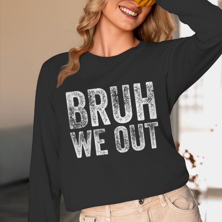 BRUH WE OUT GRADUATE Happy Graduation Student Retro Vintage Unisex Long Sleeve T-Shirt