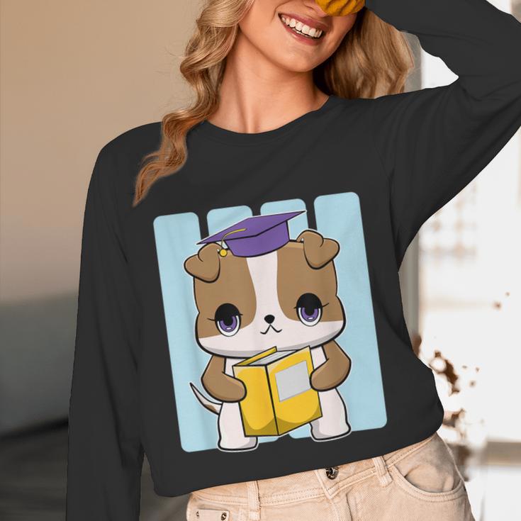 Bulldog Anime Pup Graduation Unisex Long Sleeve T-Shirt