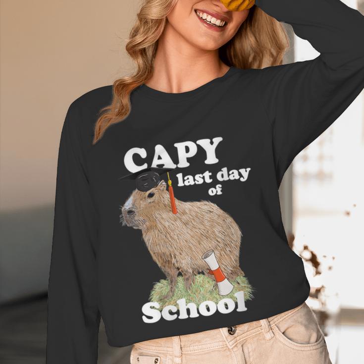 Capy Last Day Of School Capybara Graduation Quote Unisex Long Sleeve T-Shirt