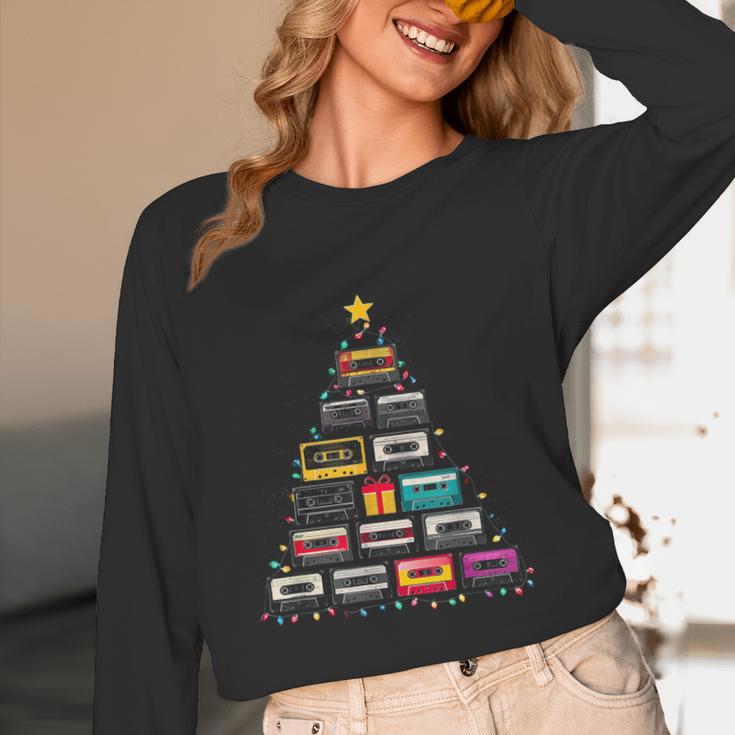 Cassette Tape Christmas Tree Graphic 80s 90s Retro Nostalgia Unisex Long Sleeve T-Shirt